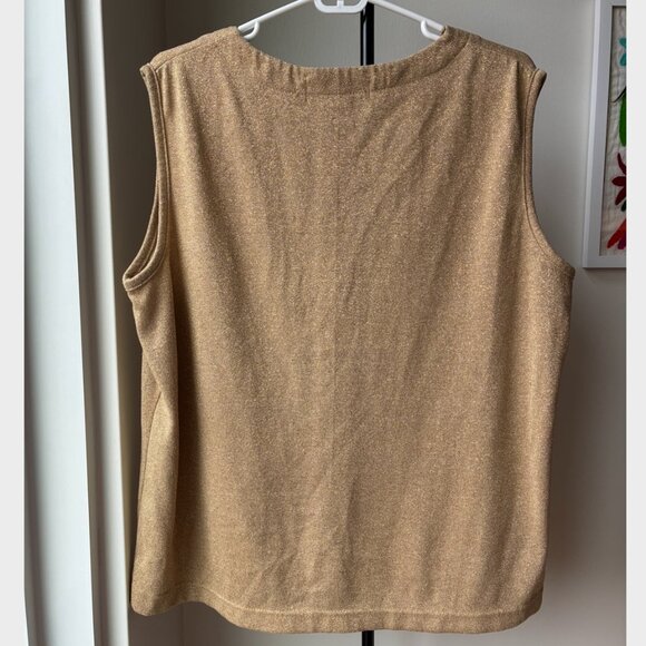 Bob Mackie Vintage Gold Metallic Sleeveless Knit Top - Size XL - Picture 4 of 6